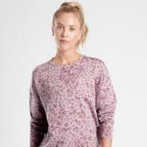 Athleta Studio to Street Printed Sweatshirt Womens Size Large Pink Purple